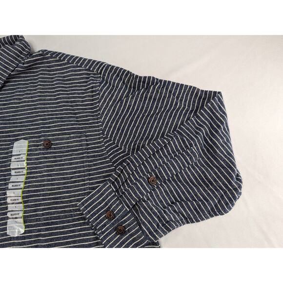 Duluth Trading Men's L‎ Free Swingin' Flannel Relaxed Fit Shirt Blue Striped - Picture 4 of 14